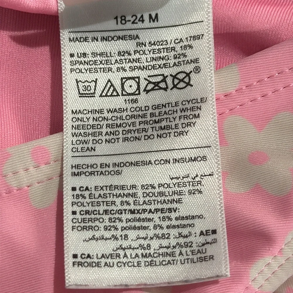 Old Navy Pink Floral 2 Piece Swim Set Rash Guard & Ruffle Bottom Baby 18-24 Mos